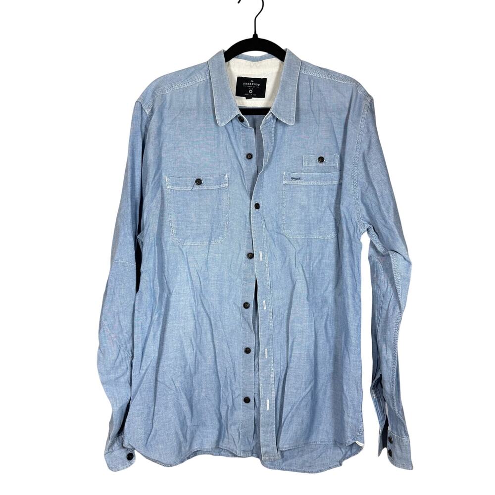 Freenote Cloth blue chambray longe sleeve work shirt size XL made in USA